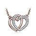 J.NINA "Guardian of Love" Rose Gold Plated Jewelry, Made with Swarovski Crystals, Women Heart Pendant Necklace