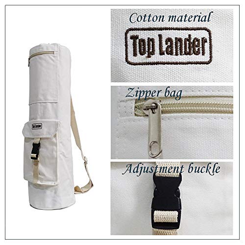 Top-Lander-Yoga-Mat-Carrier-Bag-with-Pockets-100-Cotton-Canvas-Materials-Adjustable-Strap-and-Drawstring-Closure-Design