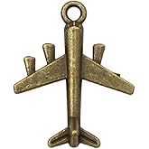 PEPPERLONELY 30PC Antiqued Bronze 3D Airplane Alloy Charms Pendants 28x22mm