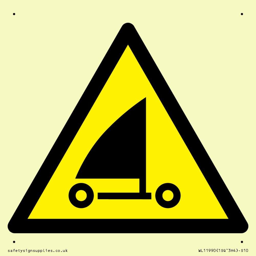 W059 Warning: Sand yachting Sign - 100x100mm - S10