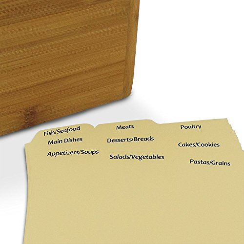 Bamboo Recipe Box Personalized Option for 4x6 Cards - Includes Dividers (Blissful) - Thumbnail 4
