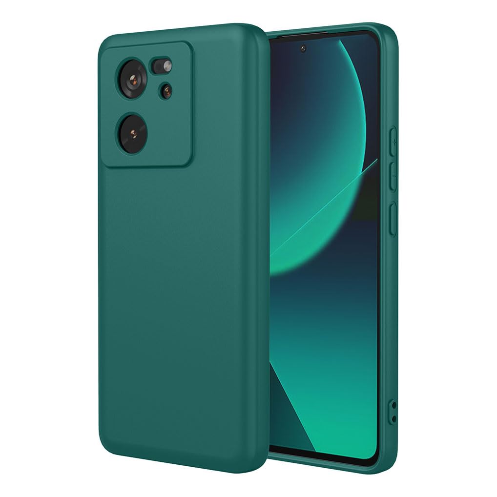 SEAHAI Case for Xiaomi 13T 5G / Xiaomi 13T Pro 5G, Ultra Thin Silky-Soft Touch Liquid Silicone Phone Cover with Shockproof Airbag Design, Premium TPU Bumper Fashion Case - Dark Green