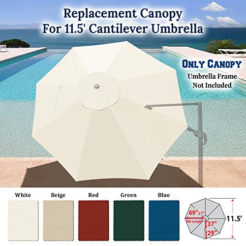 BenefitUSA Replacement Canopy Top Cover for 11.5' Rome Cantilever Patio Umbrella Outdoor Sunshade (White)