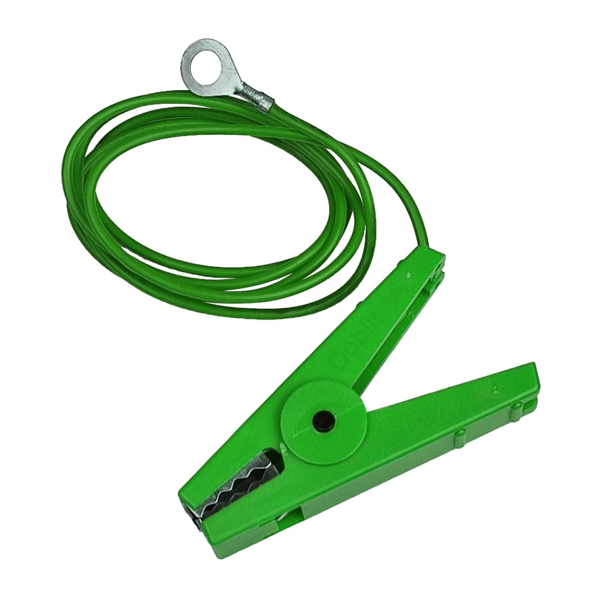 Replacement Live and Earth Connection Leads For Electric Fence Energiser | Red & Green | Fence and Ground Spares | 100cm Insulated Cable with Crocodile Clip | M8 Eyelet | Stainless Steel Teeth (Green)