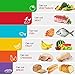 TURATA Flexible Plastic Cutting Board Mats Set, Colored Kitchen Mats With Food Icons & Easy-Grip Handles, BPA-Free, Non-Porous, Dishwasher Safe (6 Pack)