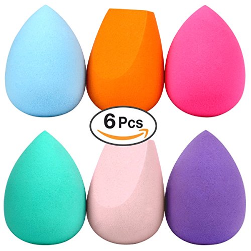 Makeup Sponges, ESARORA 6 Pieces (4+2) Foundation Blending Sponge Flawless Makeup Blender for Liquid Creams and Powders - Multi Color and Saving Money Makeup Sponges