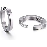 Minimalist Pure Titanium Hoop Huggie Earrings Round/Hexagon Earring, Dainty Plain Small Titanium Hoop Earrings Charms, Hypoallergenic Earring Jewelry Gifts for Women Girls Men Sensitive Ear