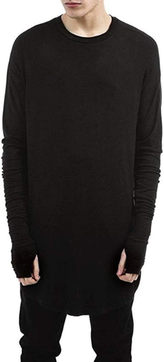 Men's Fashion Thumb Hole Cuffs Long Sleeve T-Shirt Casual Solid Color Basic Tee: Amazon.co.uk 