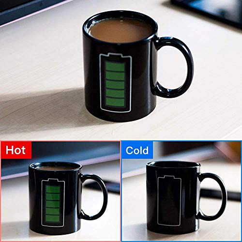 Magic Heat Changing Coffee Mug Battery Meter Funny Cup, Thermometer