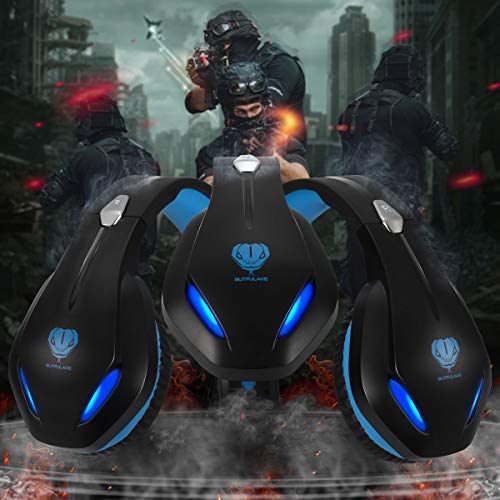 BUTFULAKE GH-2 Gaming Headset for Xbox One with Stereo Surround Sound, PS4 Headset with Noise Canceling Mic & LED Light, Over Ear Gaming Headphones for PC, Nintendo Switch, Mac, Laptop, Blue