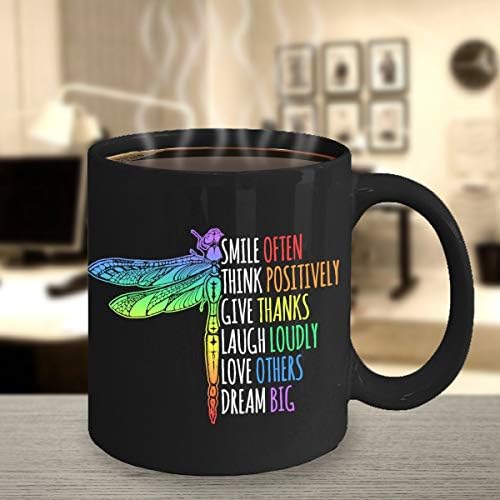 Dragonfly Mug, Coffee Cup, Dragonfly Gift, Dragonfly Rainbow Art, Dragonfly Watercolor, Positive Dragonfly Quote, Cute Dragonfly Presents