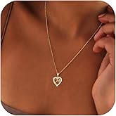 Awinesn Heart Initial Necklace for Women 14K Gold Plated Dainty CZ Letter Necklace Tiny Initial Letter Pendant Necklace for Women Personalized Gift Trendy Stuff