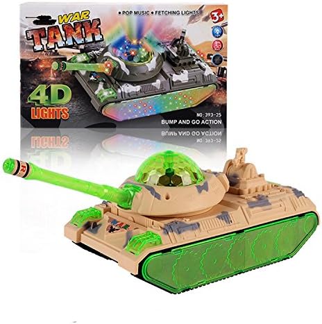 ILOFUN Bump &amp; Go Action Electric War Tanks Car Toy with 4D Flashing Lights and Battle Sound for 3-12 year old boys