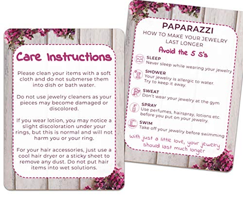 Jewelry Cleaning and Care Instruction Cards | Pack of 50 Large Cards | 3.95 x 2.95 inches | Perfect Fit for Poly Bubble Mailers