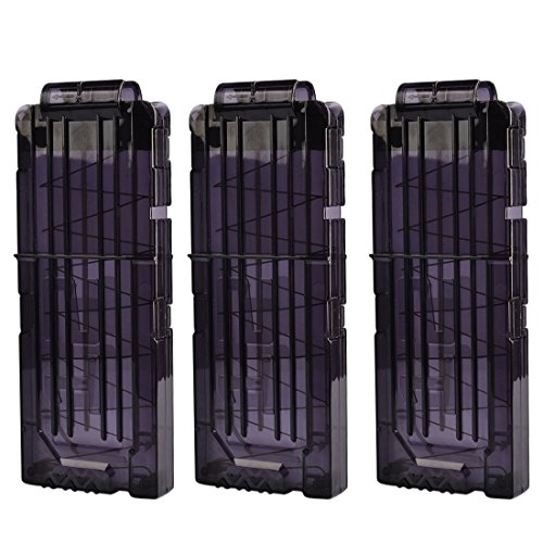 Bullet Clips, Yamix 3 Pack 12-Darts Quick Reload Clips Magazine Clip for nerf n strike elite blasters - Transparent Black