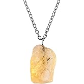 NJCRAFT Raw Gemstone Pendant Necklace for Women |Natural Healing Crystal Rough Pendant 15–25 Carat | Silver Plated Chain 16+2 Inch Adjustable | Gift Jewelry