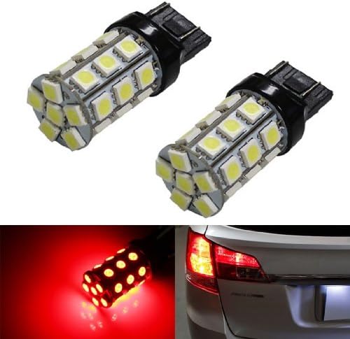iJDMTOY (2) 360° 27-SMD-5050 7440 7441 7443 7444 T20 LED Bulbs For Turn Signal Lights, Tail Lights, Brake Lights, Brilliant Red
