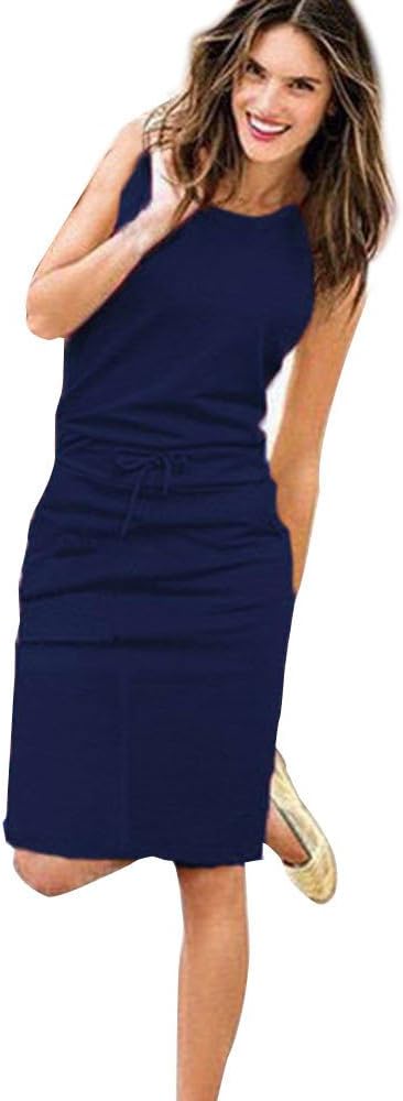 Womens Holiday Sleeveless Sundress Ladies Summer Beach Casual Party Dress