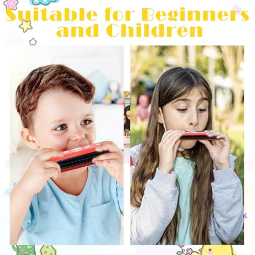 KOWVOWZ 12 PCS Harmonica for Kids, Harmonica Toy with Double Row of 16 Holes, Cute Cartoon Printed Harmonicas Mouth Organ,Party Favors, Bags Fillers, Birthday Day Gifts and Prize for Beginner Kids