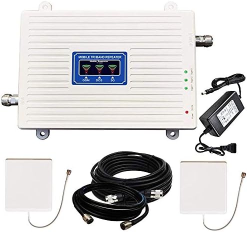 Kingshen Tri-Band 2G, 3G and 4G Wireless Mobile Signal Aluminium Booster Kit with 1500 Square Feet Coverage Area (White)