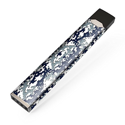 Skin Decal Vinyl Wrap for JUUL Vape stickers skins cover / Digi Camo Sports Teams Colors digital camouflage Blue Silver