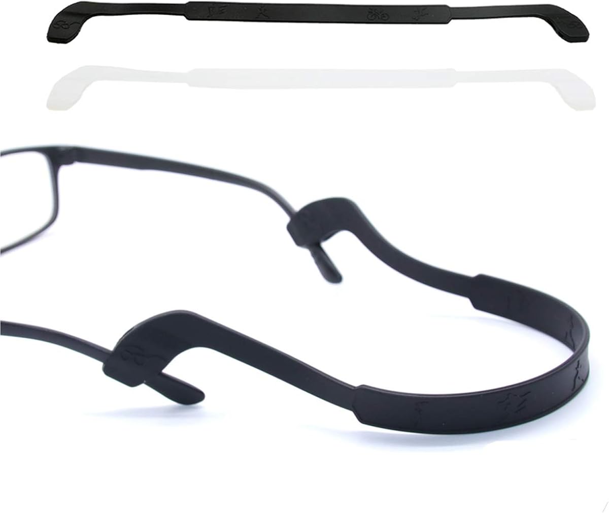 メガネ ずれ落ち防止 メガネチェーン メガネバンド シリコン製 眼鏡バンド メガネストラップ スポーツ用 男女兼用 2枚セット （黒×1 、白×1）