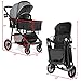 Costzon Baby Stroller, 2 in 1 Convertible Carriage Bassinet to Stroller, Pushchair with Foot Cover, Cup Holder, Large Storage Space, Wheels Suspension, 5-Point Harness (Gray)