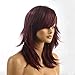 Namecute Wine Curly Wigs Costume Long Synthetic Women's Wig Full Cap with Side Bang