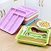 Qianle Plastic Silverware Cutlery Tray 4 Compartment Drawer Organizers Pink