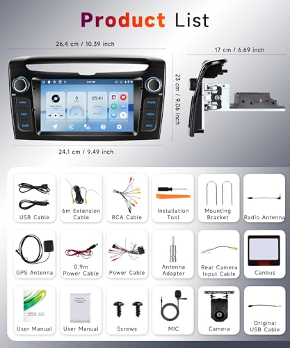 Hodozzy Carplay Car Radio for Lancia Ypsilon 2012-2020, 7 Inch Screen In-Cell Stereo Bluetooth 5.0 with Android Auto/EQ/GPS/Wifi/RDS/USB/SWC+Rear Camera