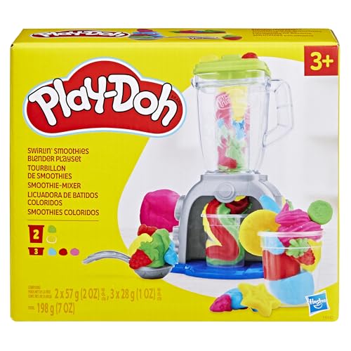 Play Doh Swirlin' Smoothies Toy Blender Playset, Play Kitchen Appliances, Kids Arts and Crafts Toys for 3 Year Old Girls and Boys and Up