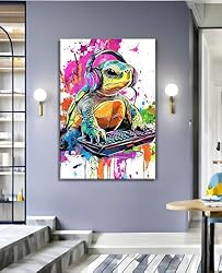 Large Sea turtle Canvas Art Wall Decor Framed Funny