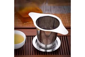 Stainless Steel Tea Infuser with Drip Tray, Reusable Tea Leaf Strainer, Creative Filter for Teapot Mug Cup (silver)