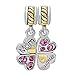 CharmSStory Mom Mother Daughter Heart Love Dangle Charms Bead For Snake Chain Bracelet (Pink)