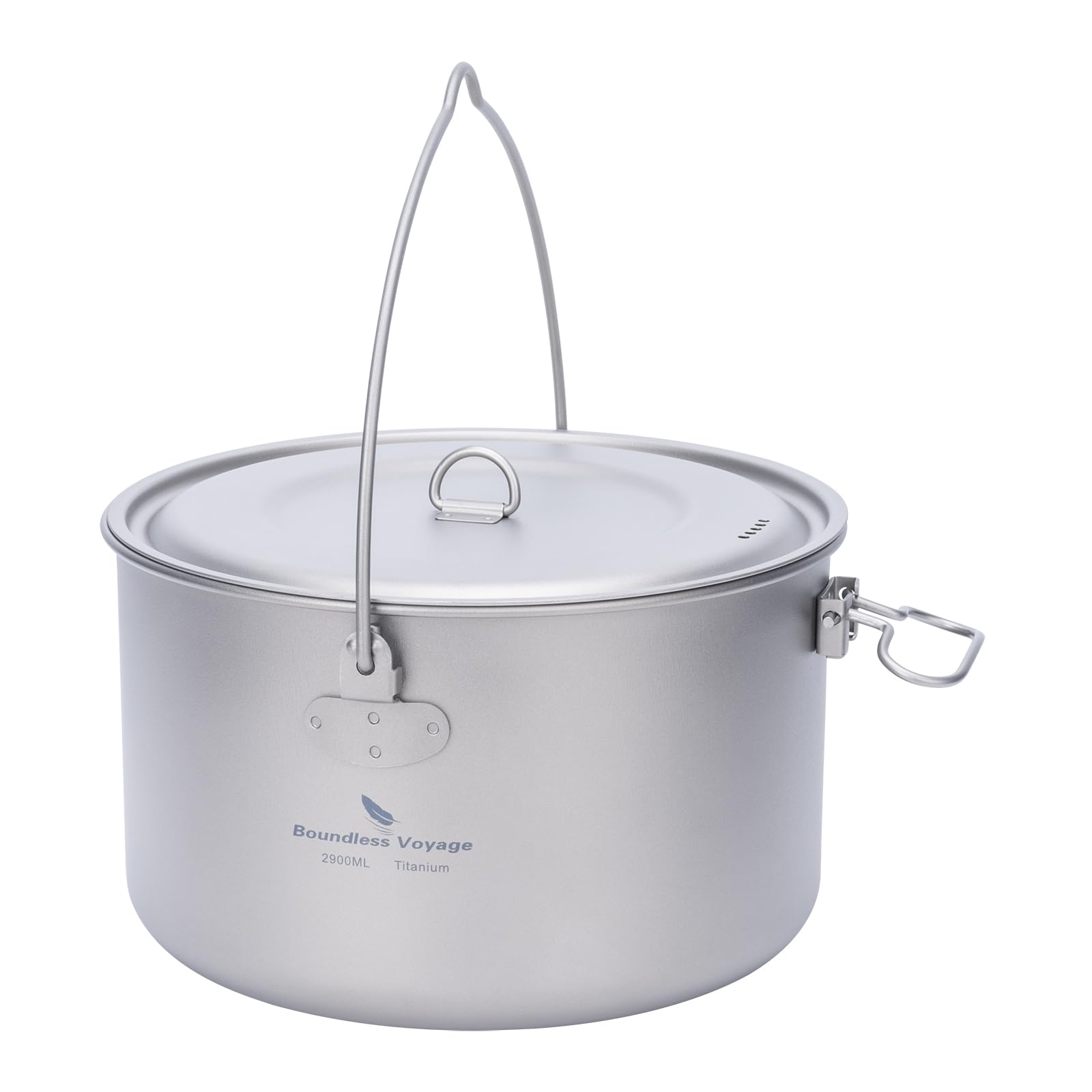 Boundless Voyage 2900ml Camping Pot Titanium Pot with Lid Folding Bail Handle Camping Hiking Picnic Ultralight Portable Cookware 2045C