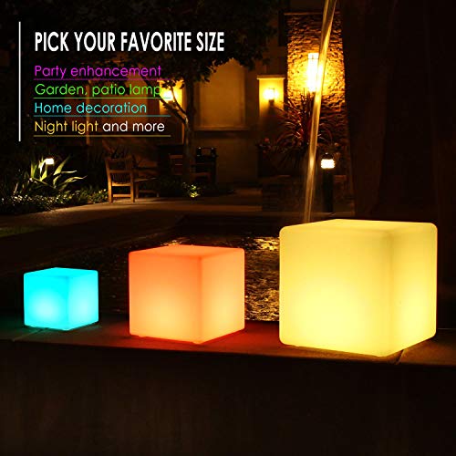 INNOKA 15.8-Inch Extra Large LED Cube Light, IP65 Waterproof Cordless & Rechargeable Decorative Dimmable Mood Lamp Remote Control [16 RGB Color Changing] [4 Lighting Effects] for Pool, Outdoor, Party - Thumbnail 3