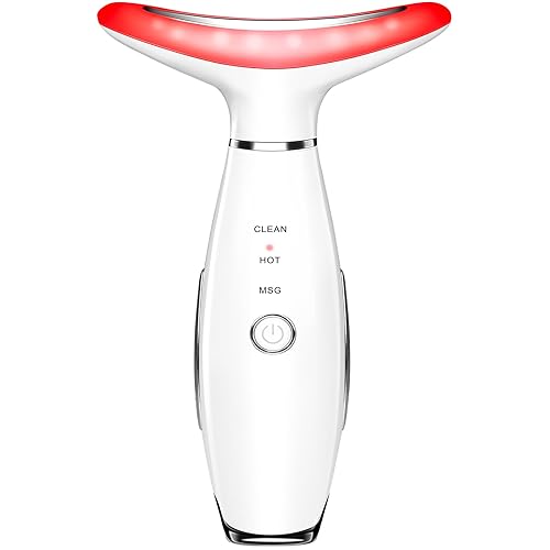 Face and Neck Massager for Face, Neck, Skin Lifting and Firming, Wrinkle and Dark Circles Reduction, Three Color Multi Mode Home Skin Care Facial Contour Tool and Neck Massager, White