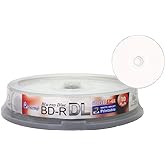 Smartbuy 50gb 6X Blu-ray Bd-r Dl White Inkjet Hub Printable Disc (10-Disc) | Large Capacity, Dual Layer Double Layer for roughly 270 mins of high-definition video, Full White Surface for Inkjet Printer