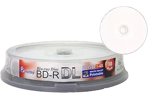Smartbuy 50gb 6X Blu-ray Bd-r Dl Dual Layer Blank White Inkjet Printable Recordable Media Disc Spindle (10-Disc)