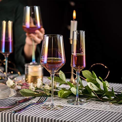 Meichu Modern Champagne Flutes Set of 2, 100% Lead Free Crystal Champagne Glasses, Hand Blown Champagne Flutes Glasses (Colorful) - Thumbnail 7
