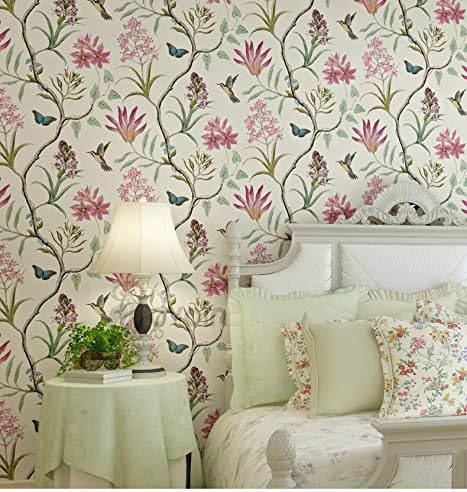 Meaosyy Birds Trees Flowers Chinoiserie Wallpaper Rolls Birds Tree Blossom Statement 3D Wall Paper Roll for Background
