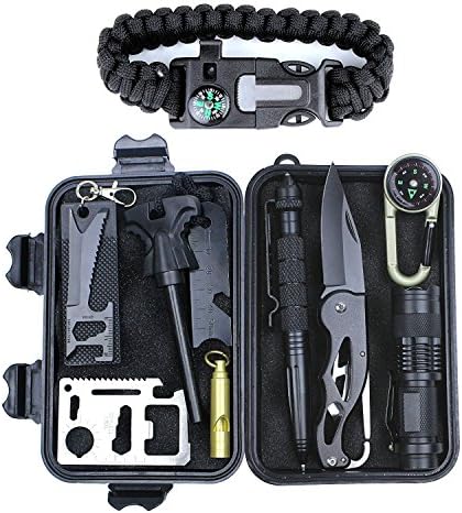 Aizhy Emergency Survival Kits 11 in 1,Outdoor Survival Gear Tool for Traveling/Hiking/Biking/Climbing/Hunting