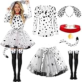 Halloween Dalmatians Dog Cosutme for Women, Tutu Skirt Knee High Sheer Socks for 101 Dalmatians Costume Cosplay
