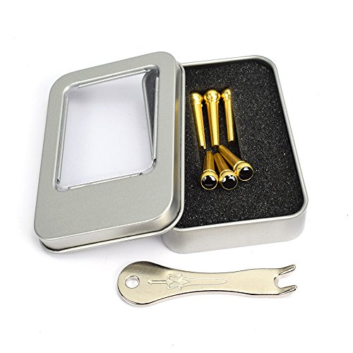 CLOUDMUSIC Guitar Bridge Pins Round Head 6pcs Brass Copper for Guitar With Guitar Bridge Pin Puller (Crystal Black)