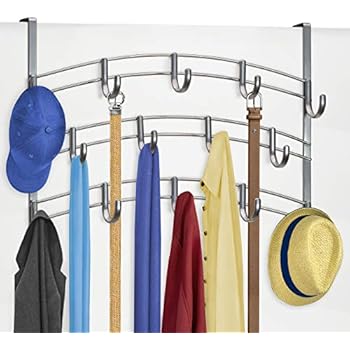 Lynk Door Hook Rack Shirt, Coat, Scarf, Belt, Hat, Jewelry Hanger-14 Organizer, Platinum