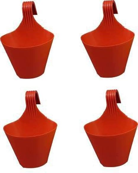 PALOMINO Hanging Pot Railing Pot Flower Pot ( Pack of 4 ) Plant Container Set Plant Container Set (Pack of 4, Plastic)