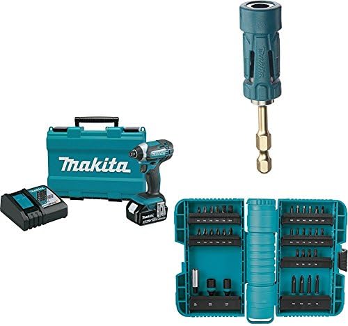 Makita XDT111 18V LXT Lithium-Ion Cordless Impact Driver Kit (3.0Ah) with B-35097 Impact GOLD Ultra-Magnetic Torsion Insert Bit Holder with A-98326 ImpactX 35 Pc. Driver Bit Set