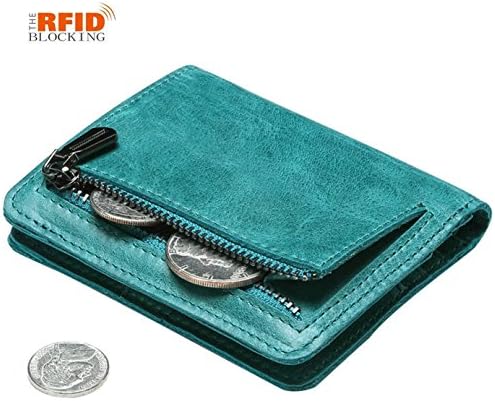 Wallets For Women, Leather Rfid Blocking Minimalist Bifold Purse, Small Cute Pocket Wallet For Ladies (Lake Green)