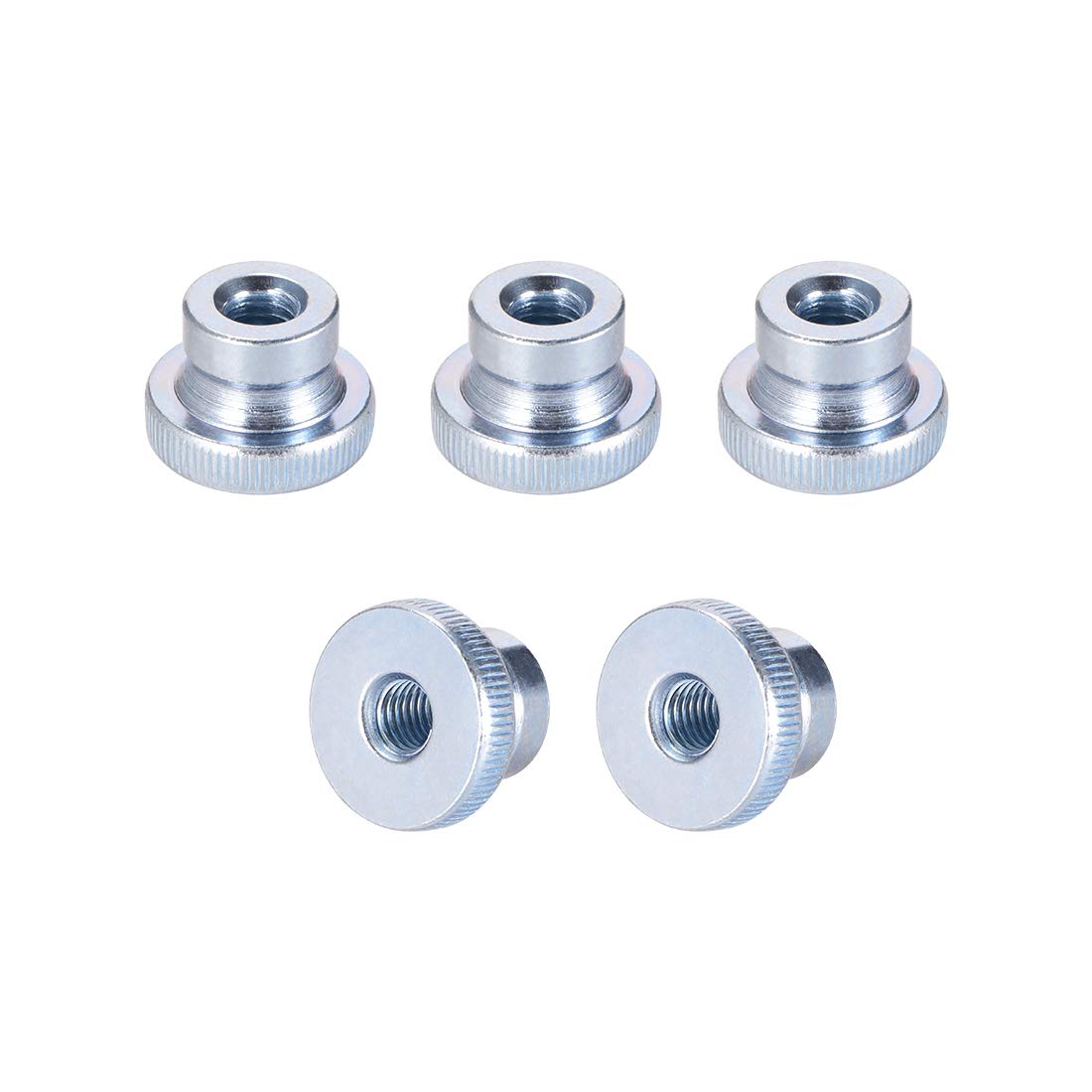 sourcing map Knurled Thumb Nuts, 5Pcs M8x1.25mm Iron Round Knobs Fasteners for 3D Printer Parts, Silver Tone
