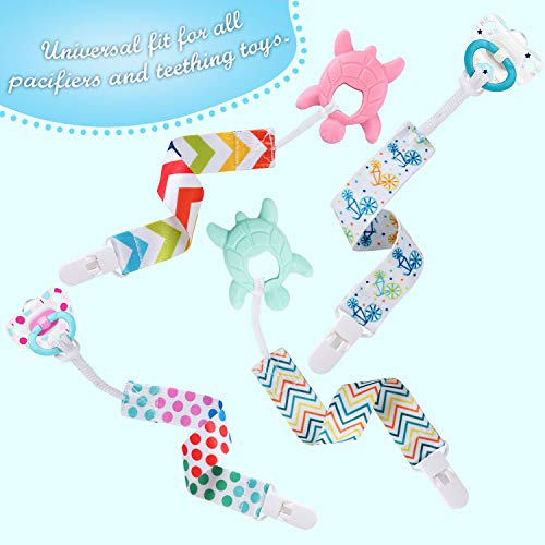 Pacifier Clips Universal Pacifier Holder Leashes 4 Pack for Boys and Girl Fit All Pacifiers, Baby Teething Toys Teethers, Soothie, Shower Gift by COTEY